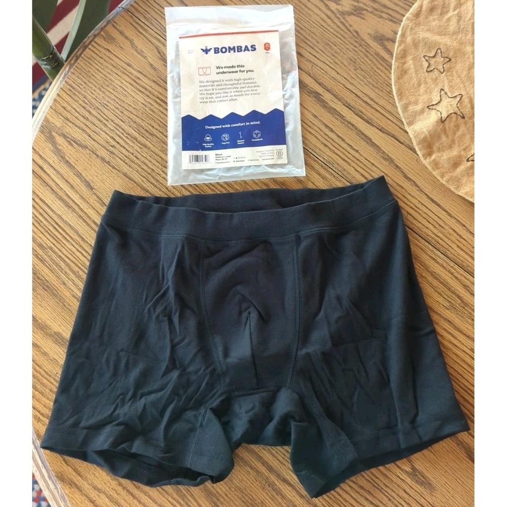 New Bombas Men's‎ 100% Cotton Boxer Underwear Size M/L 32-37 Black Color